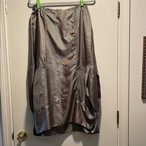 Hannah For La Journee Green Burgundy satin Feel Lantern Oversized Midi Skirt